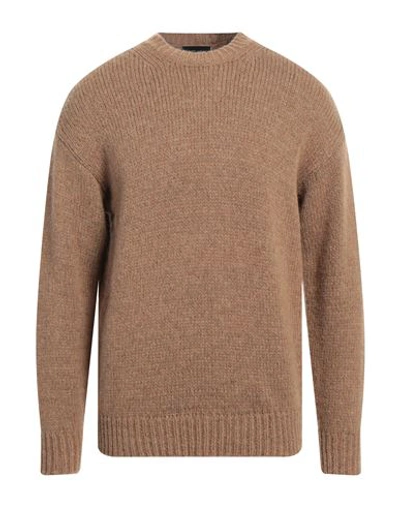 Roberto Collina Man Sweater Camel Size 42 Baby Alpaca Wool, Nylon, Wool In Beige