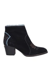 ZADIG & VOLTAIRE ZADIG & VOLTAIRE WOMAN ANKLE BOOTS MIDNIGHT BLUE SIZE 8 SOFT LEATHER, TEXTILE FIBERS