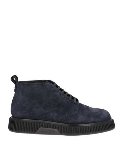 Giorgio Armani Man Ankle Boots Midnight Blue Size 12 Soft Leather