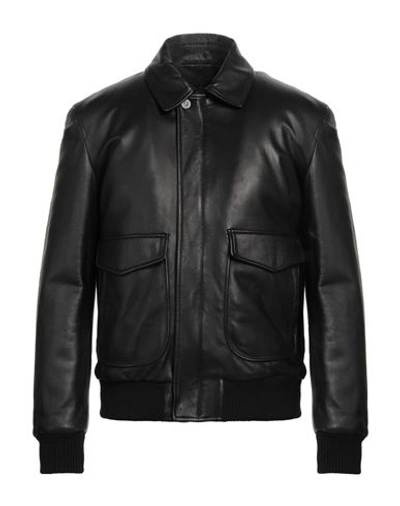 A.testoni A. Testoni Man Jacket Black Size 40 Ovine Leather