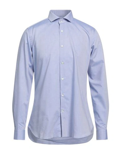 Caliban Man Shirt Azure Size 17 Cotton In Blue