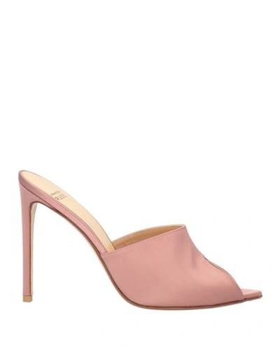 Francesco Russo Woman Sandals Pastel Pink Size 10 Textile Fibers