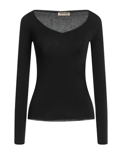 Gentryportofino Woman Sweater Black Size 6 Virgin Wool, Silk