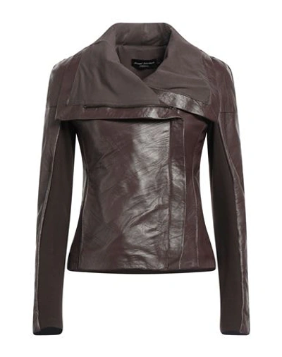 Street Leathers Woman Jacket Brown Size L Soft Leather, Viscose, Nylon, Elastane