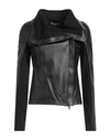 Street Leathers Woman Jacket Black Size L Soft Leather, Viscose, Nylon, Elastane