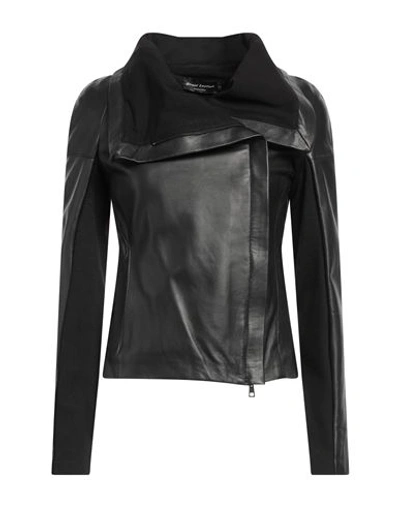 Street Leathers Woman Jacket Black Size L Soft Leather, Viscose, Nylon, Elastane