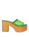 Divine Follie Woman Mules & Clogs Green Size 8 Vinyl, Soft Leather