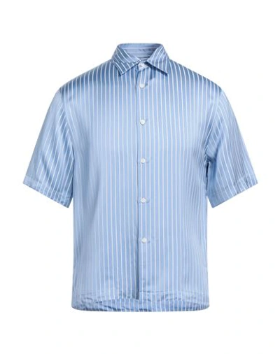 Sandro Man Shirt Sky Blue Size S Viscose, Acetate