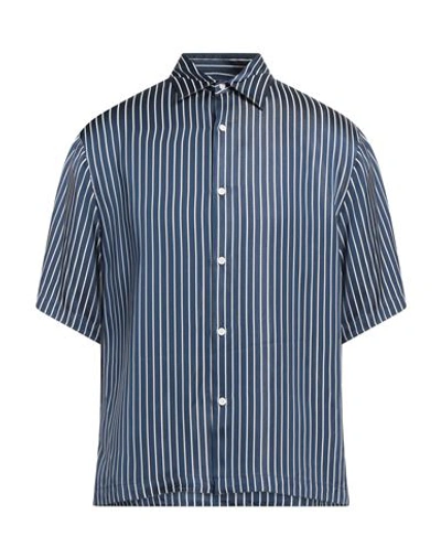 Sandro Man Shirt Midnight Blue Size S Viscose, Acetate