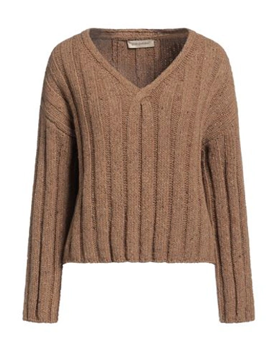 Gentryportofino Woman Sweater Camel Size 6 Cashmere, Virgin Wool In Beige