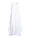 European Culture Woman Midi Dress White Size S Rayon, Viscose, Linen, Cotton