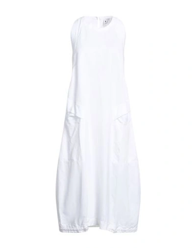 European Culture Woman Midi Dress White Size S Rayon, Viscose, Linen, Cotton