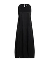 European Culture Woman Midi Dress Black Size L Rayon, Viscose, Linen, Cotton