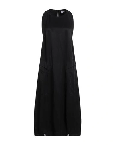 European Culture Woman Midi Dress Black Size L Rayon, Viscose, Linen, Cotton