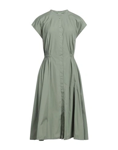 European Culture Woman Midi Dress Sage Green Size Xxl Cotton