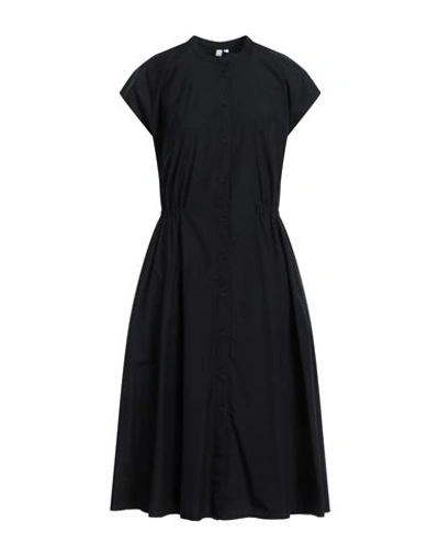 European Culture Woman Midi Dress Black Size Xxl Cotton In Black