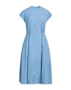 European Culture Woman Midi Dress Light Blue Size Xxl Cotton
