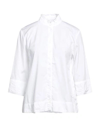 European Culture Woman Shirt White Size L Cotton, Elastane