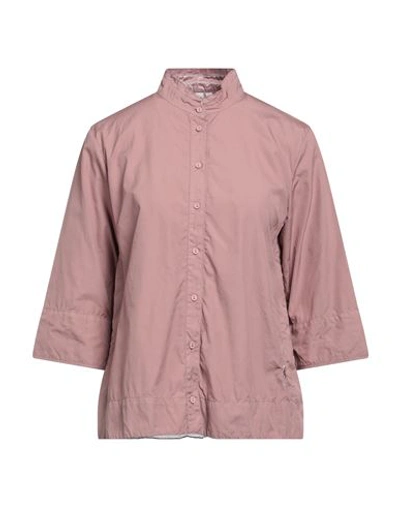 European Culture Woman Shirt Light Brown Size S Cotton, Elastane In Beige