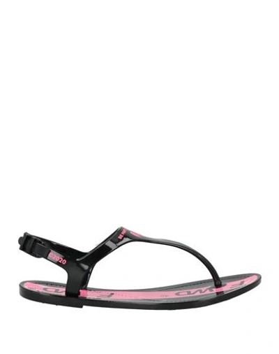 F Wd F_wd Woman Thong Sandal Black Size 4.5 Rubber