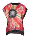 JUST CAVALLI JUST CAVALLI WOMAN TOP RED SIZE S VISCOSE, COTTON