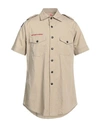 NEILL KATTER NEILL KATTER MAN SHIRT BEIGE SIZE M POLYESTER, COTTON