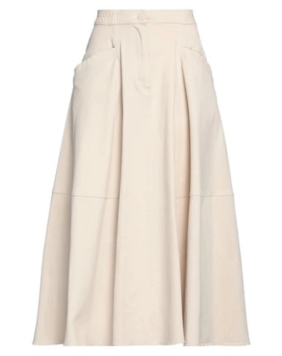 Gentryportofino Woman Midi Skirt Beige Size 8 Cotton, Elastane