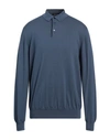 Drumohr Man Sweater Slate Blue Size 44 Cotton