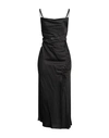 Vicolo Woman Midi Dress Black Size M Viscose In Black