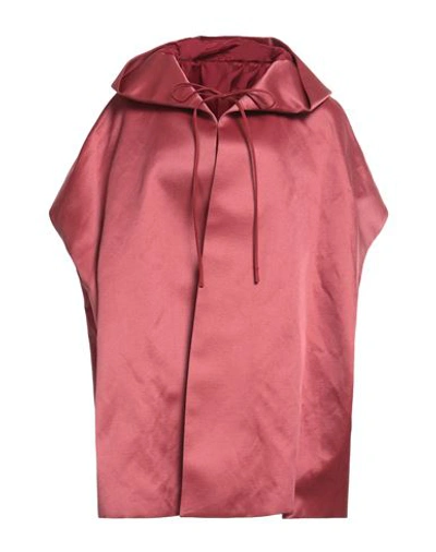 Rick Owens Woman Capes & Ponchos Brick Red Size Onesize Cotton, Silk