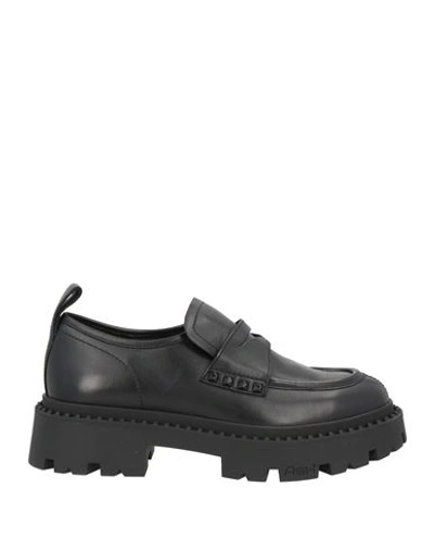 ASH ASH WOMAN LOAFERS BLACK SIZE 9 SOFT LEATHER