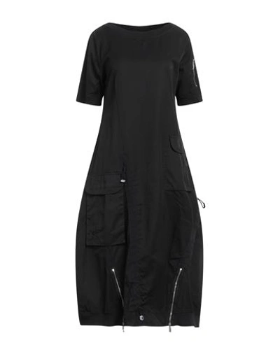 European Culture Woman Midi Dress Black Size S Cotton, Elastane
