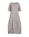 European Culture Woman Midi Dress Dove Grey Size L Cotton, Elastane