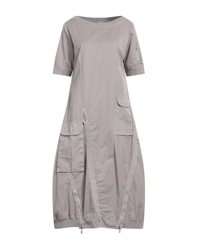 European Culture Woman Midi Dress Dove Grey Size M Cotton, Elastane