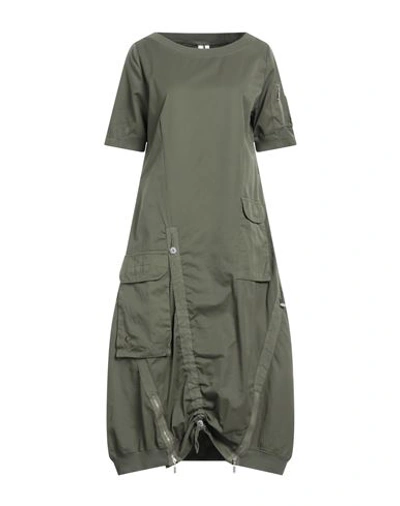 European Culture Woman Midi Dress Military Green Size M Cotton, Elastane