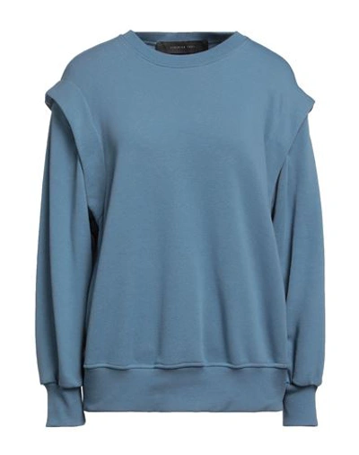 Federica Tosi Woman Sweatshirt Pastel Blue Size 8 Cotton, Polyester