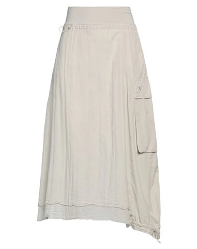 European Culture Woman Midi Skirt Beige Size L Cotton, Lycra