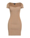 Just Cavalli Woman Mini Dress Camel Size Xxl Viscose, Polyester In Beige