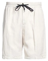 Pt Torino Man Shorts & Bermuda Shorts Off White Size 32 Lyocell, Linen, Cotton