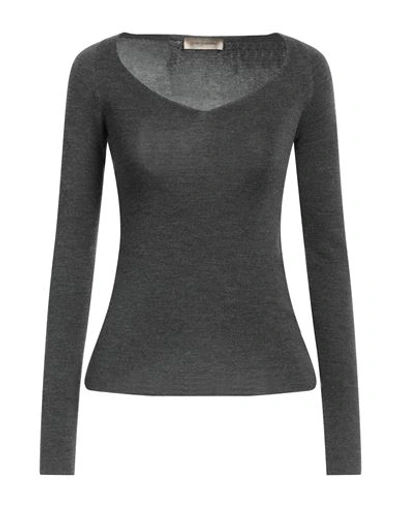 Gentryportofino Woman Sweater Lead Size 6 Virgin Wool, Silk In Grey