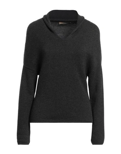 Gentryportofino Woman Sweater Steel Grey Size 12 Virgin Wool, Cashmere