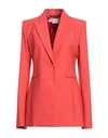 OFF-WHITE OFF-WHITE WOMAN BLAZER CORAL SIZE 6 POLYESTER, VIRGIN WOOL, ELASTANE