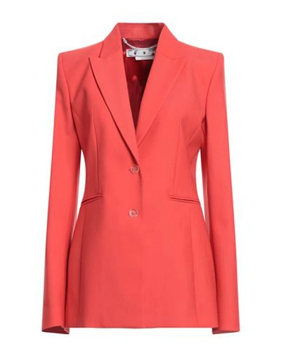 Off-white Woman Blazer Coral Size 4 Polyester, Virgin Wool, Elastane In Red