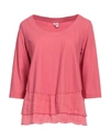 European Culture Woman T-shirt Pastel Pink Size M Cotton, Ramie