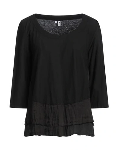 European Culture Woman T-shirt Black Size Xxs Cotton, Ramie