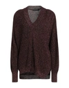 Icona By Kaos Woman Sweater Cocoa Size Xl Viscose, Metallic Fiber In Brown