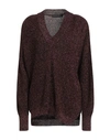 Icona By Kaos Woman Sweater Cocoa Size S Viscose, Metallic Fiber In Brown
