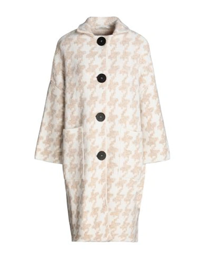 Liviana Conti Woman Coat Beige Size 4 Acrylic, Polyester, Wool, Polyamide, Recycled Polypropylene