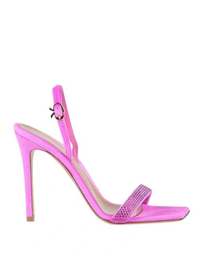 Gianvito Rossi Woman Sandals Magenta Size 10 Textile Fibers