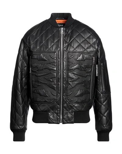 Just Cavalli Man Jacket Black Size 44 Ovine Leather